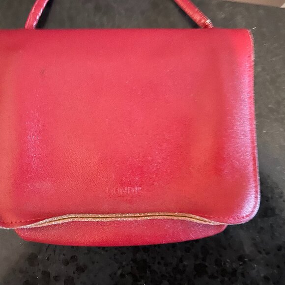 Vintage Mundi Genuine Leather Mini Crossbody / Shoulder Bag – Red - Picture 2 of 5
